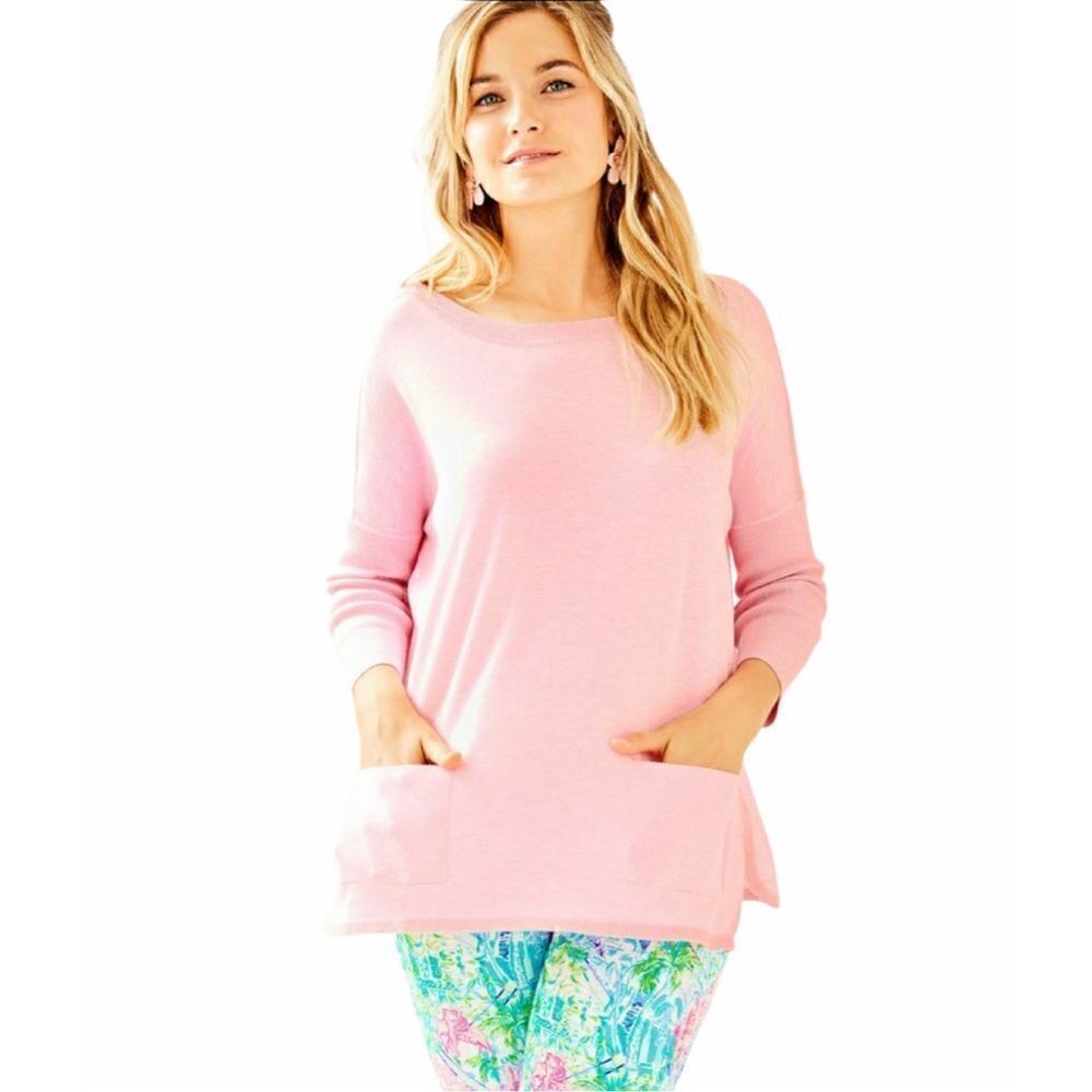 Lilly Pulitzer Cobo Pink Shimmer Tunic Sweater. Size Small.
